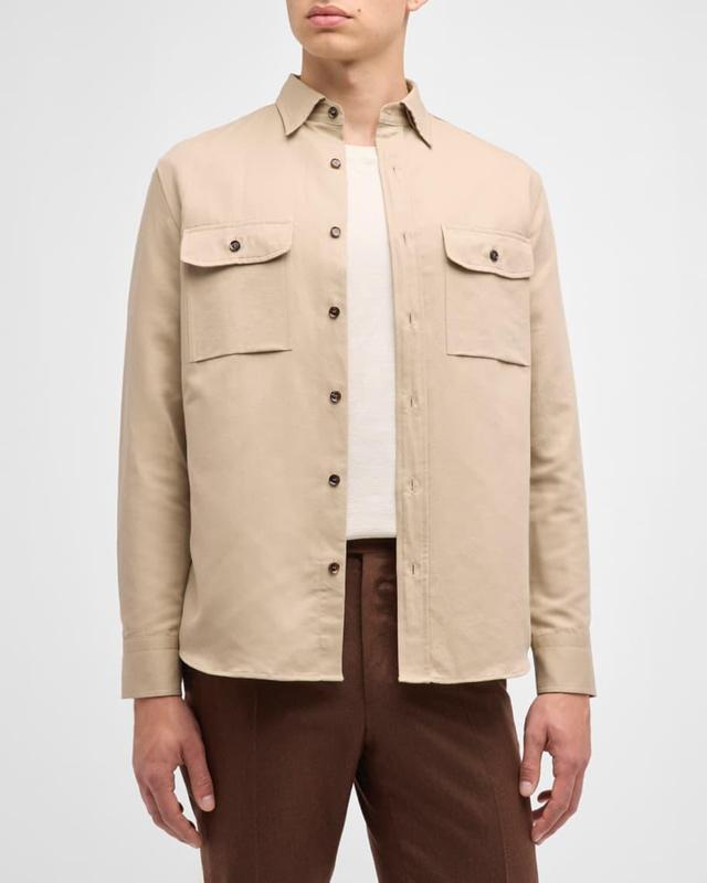 Mens Linen-Cotton Military Overshirt Product Image