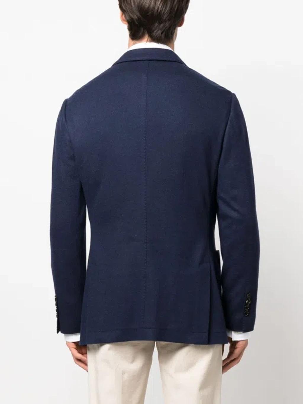 Blazer With Patch Pockets In Navy Blue Product Image