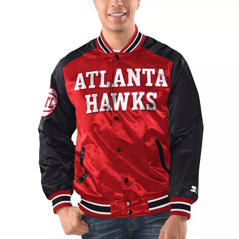 Mens Starter /Black Atlanta Hawks Renegade Satin Full-Snap Varsity Jacket Product Image