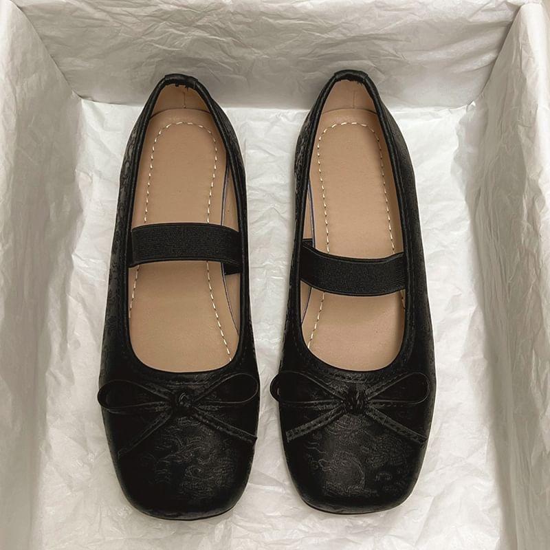 Square Toe Bow Mary Jane Ballet Flats Product Image