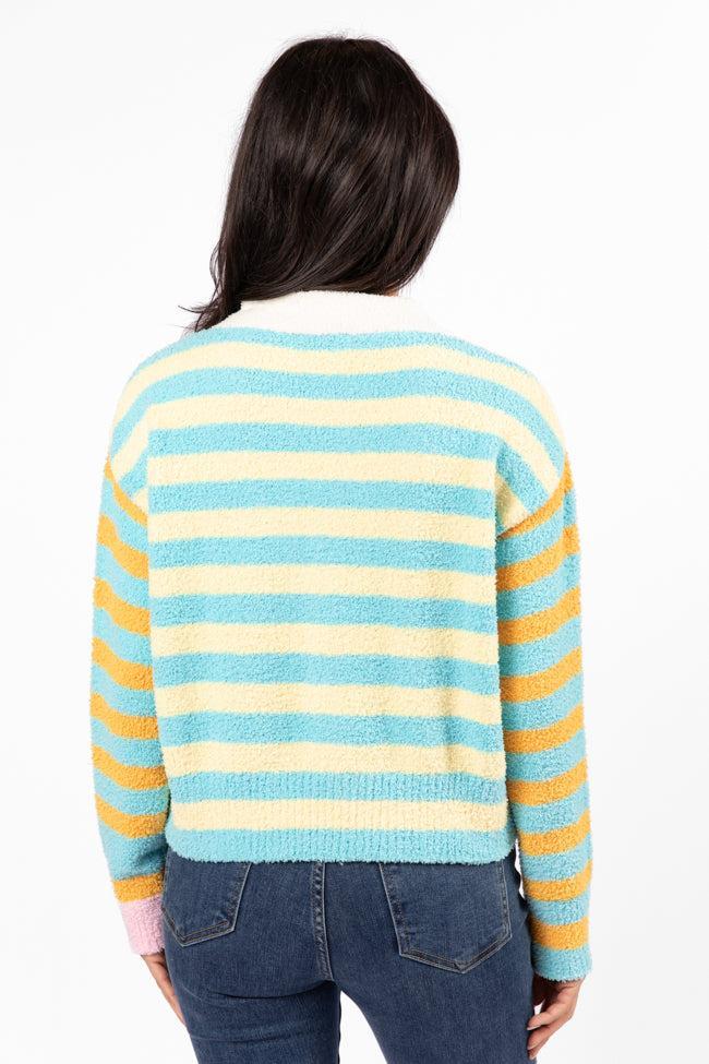 Check It Out Yellow, Blue, and Pink Fuzzy Cardigan Product Image