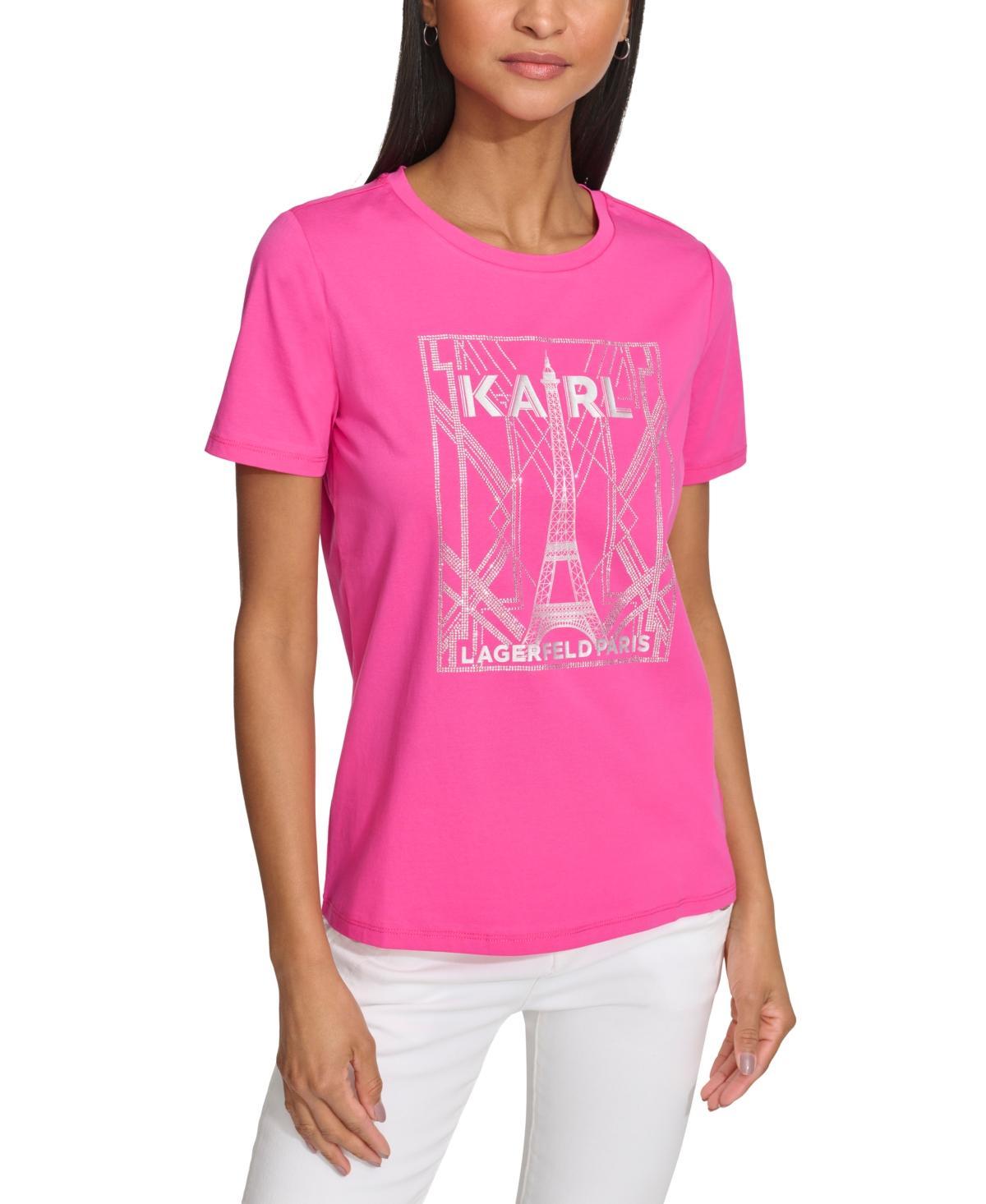 Karl Lagerfeld Paris Womens Sparkle City Scene Tee Product Image