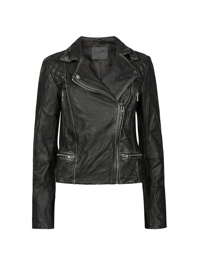 AllSaints Cargo Leather Biker Jacket Product Image