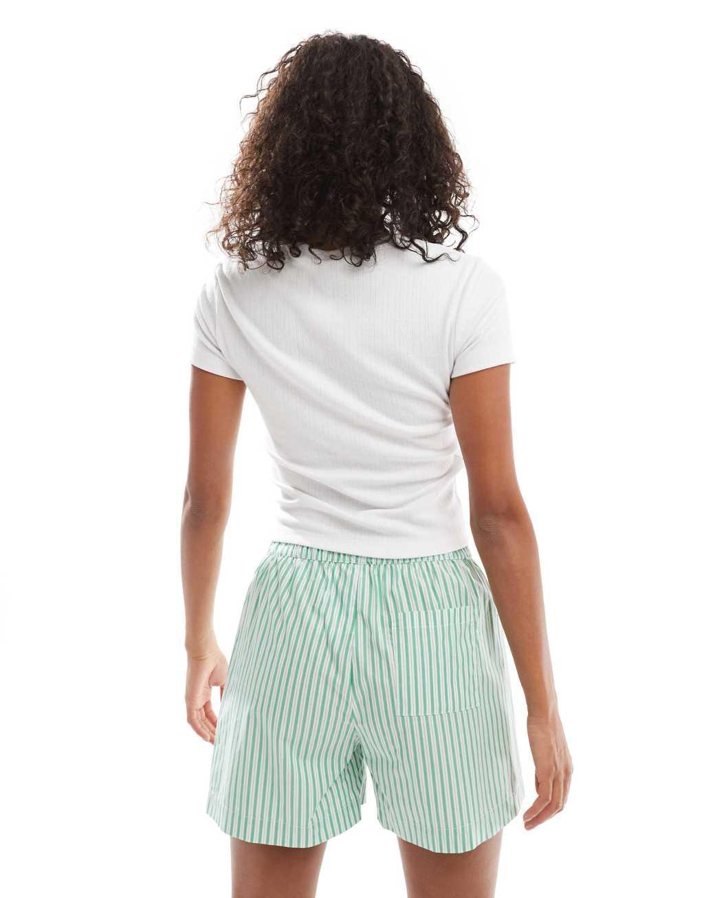 Cotton On boxer style pajama shorts in green stripe Product Image