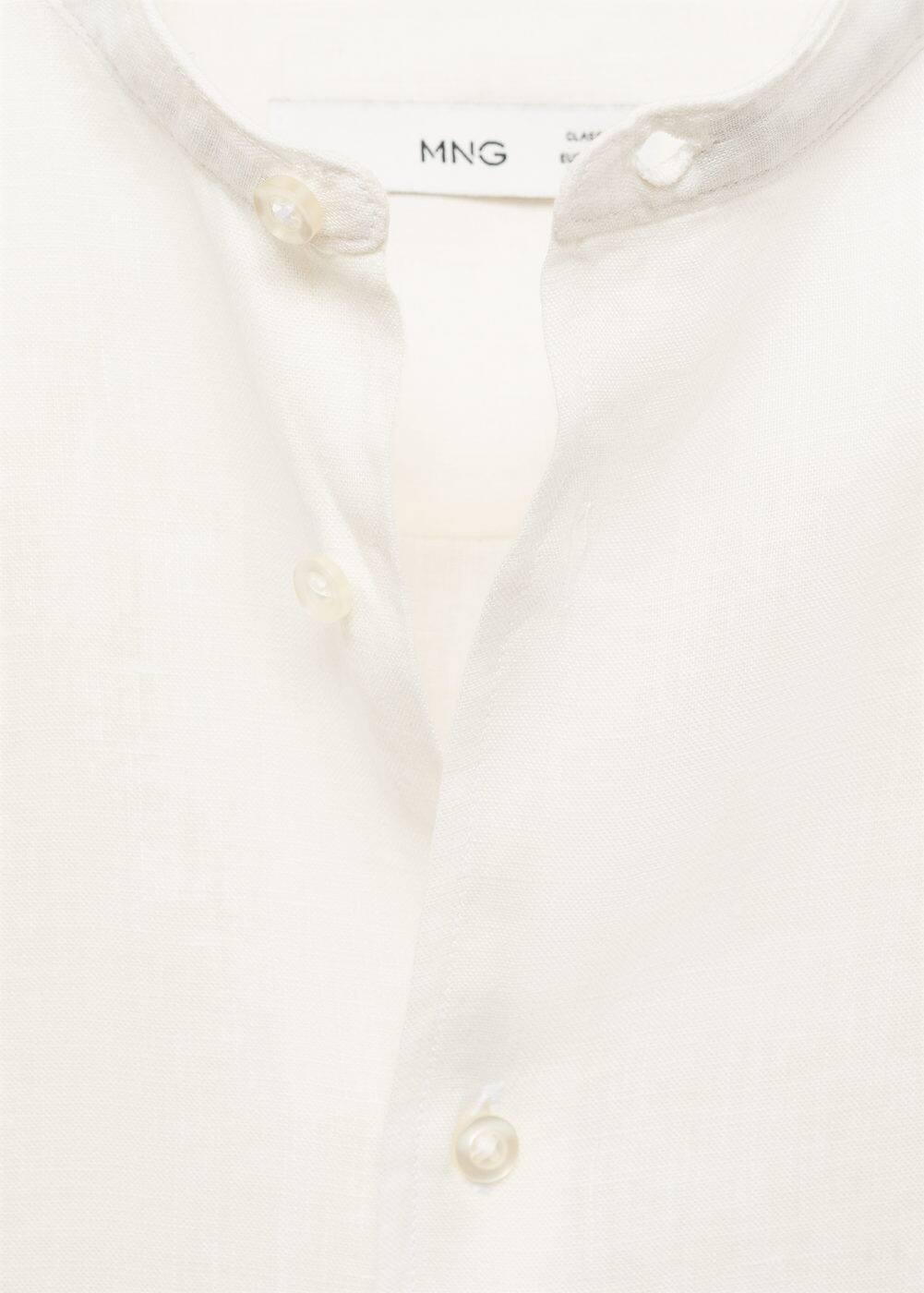 MANGO MAN - 100% linen Mao collar shirt whiteMen Product Image