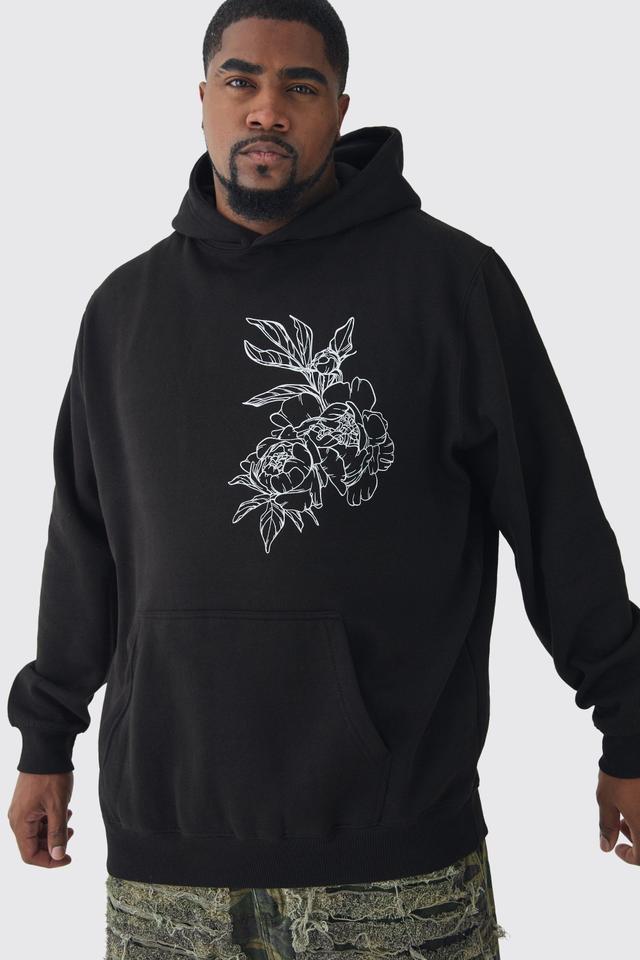 Plus Line Drawing Regular Fit Hoodie | boohooMAN USA Product Image