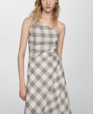 Mango Womens Checkered Asymmetrical Dress product image