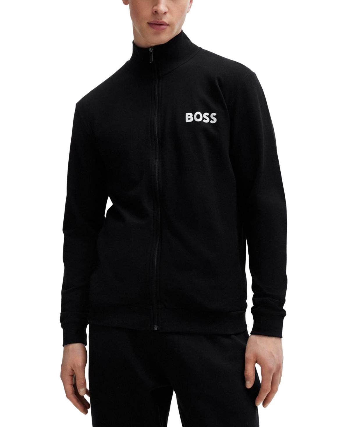 Boss Ease Cotton Logo Print Full Zip Jacket Regular Fit Product Image