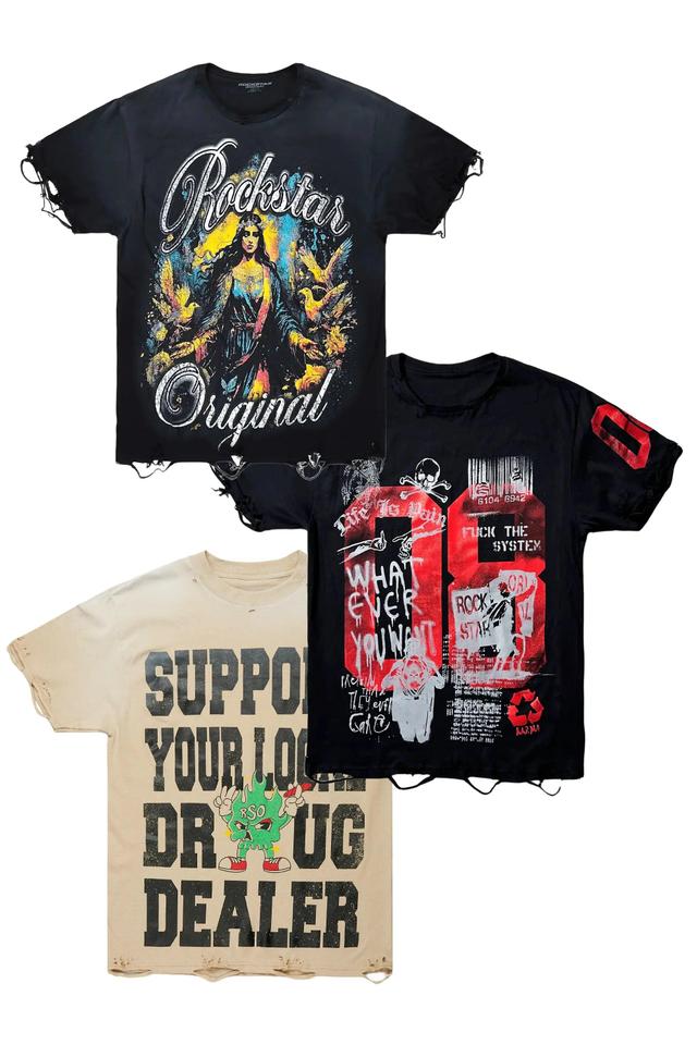 Mixed 3 Pack Graphic T-Shirts Male Product Image