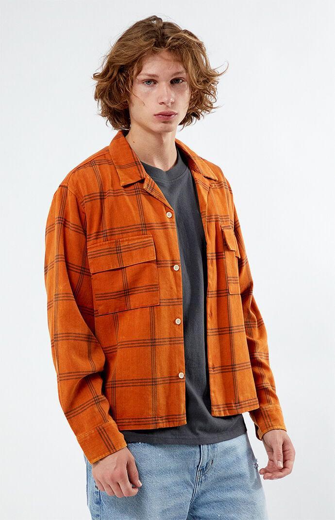 Men's Washed Cropped Flannel Shirt Product Image