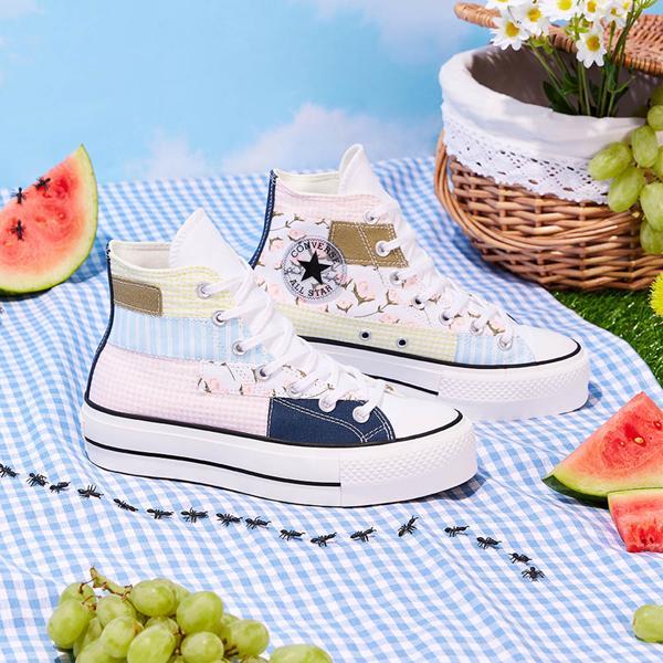 Womens Converse Chuck Taylor All Star Lift Hi Sneaker - Picnic Patchwork Product Image