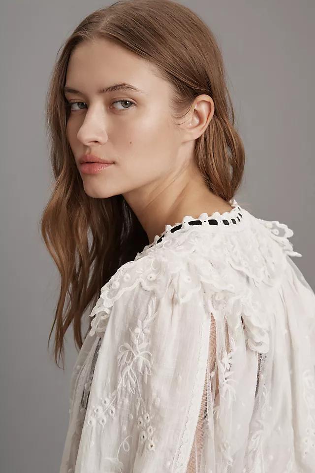 By Anthropologie Coquette Collared Sheer Blouse Product Image