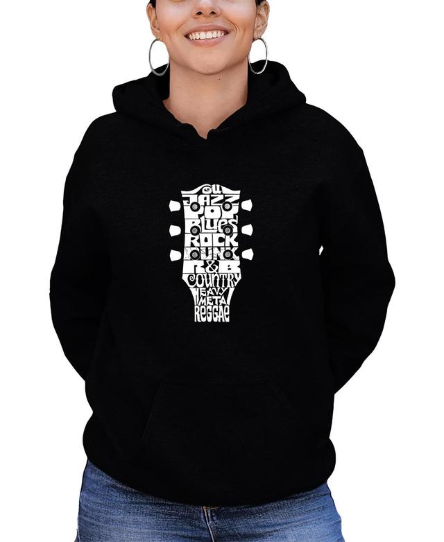 Womens Hooded Word Art Guitar Head Music Genres Sweatshirt Top Product Image