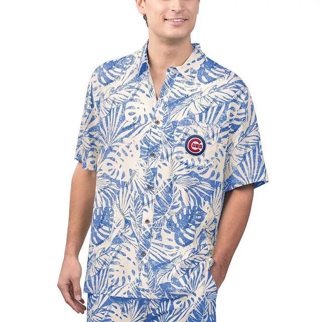 Mens Margaritaville Royal Chicago Cubs Monstera Print Party Button-Up Shirt Product Image