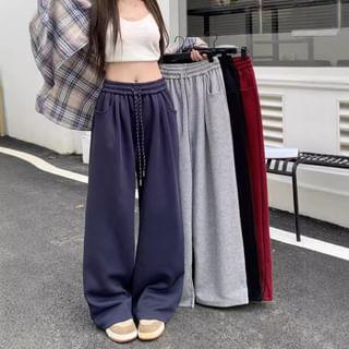 Drawstring Waist Wide Leg Sweatpants Product Image