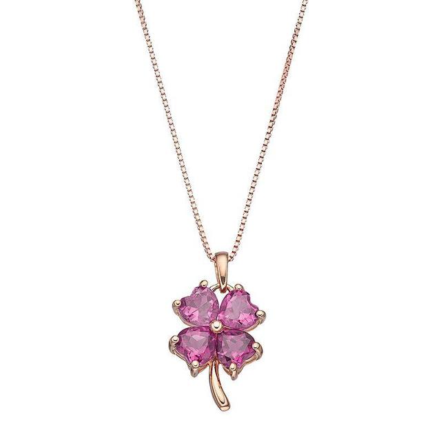 Gemminded 14k Rose Gold Over Silver Amethyst Four-Leaf Clover Pendant Necklace, Womens Purple Product Image