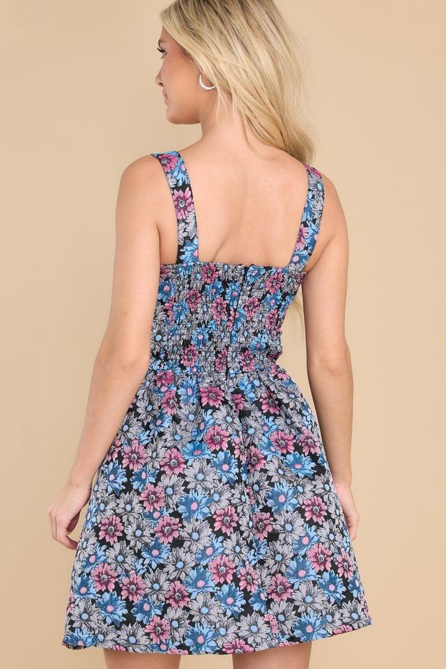 Highly Unpredictable Blue Multi Floral Print Dress Product Image