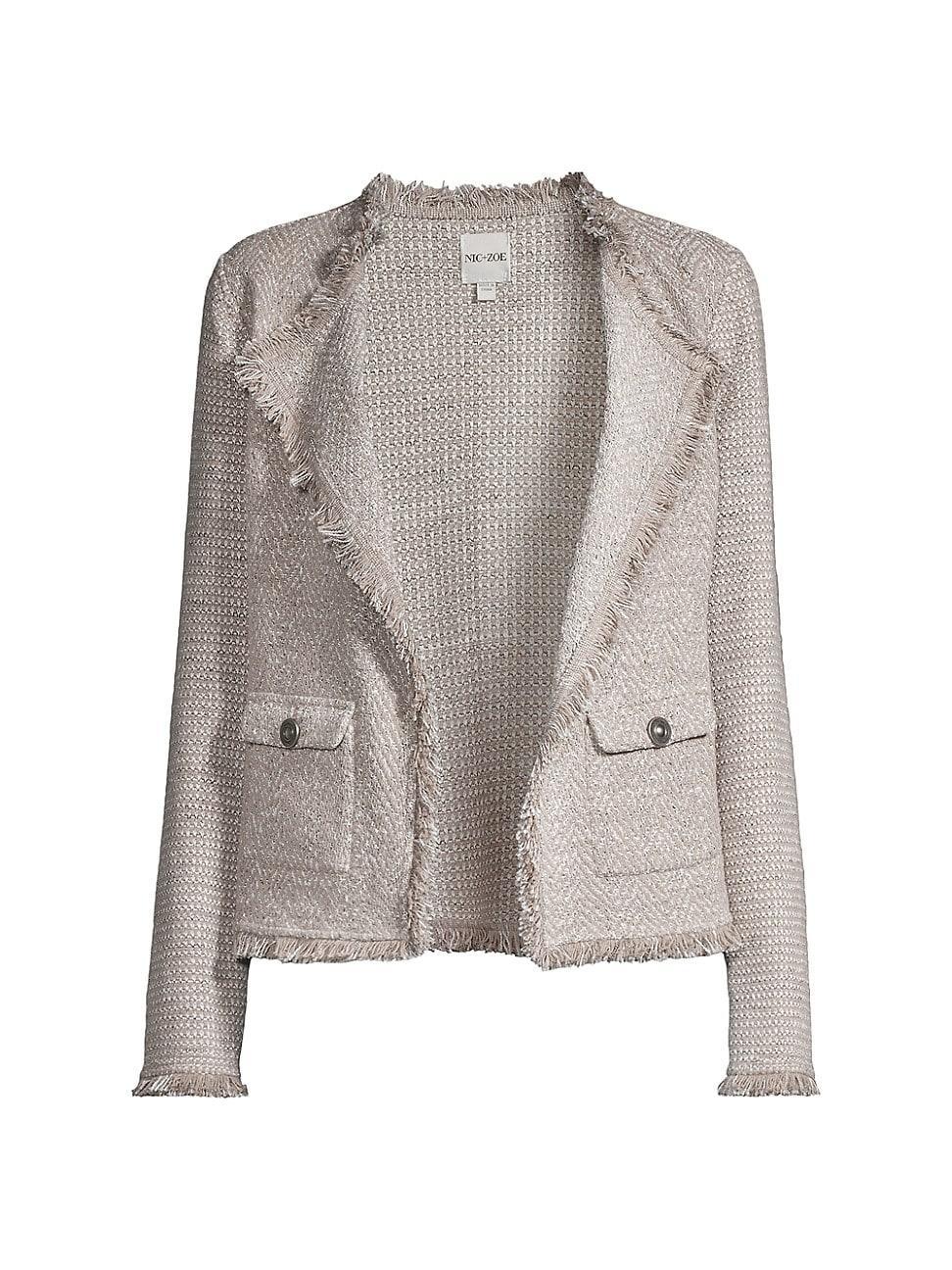 Nic+Zoe Fringe Mix Knit Pocket Blazer Product Image