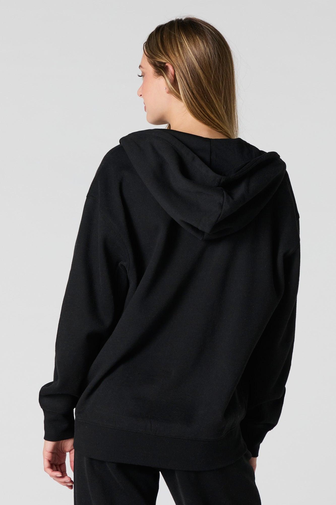 Oversized Zip-Up Fleece Hoodie Female Product Image