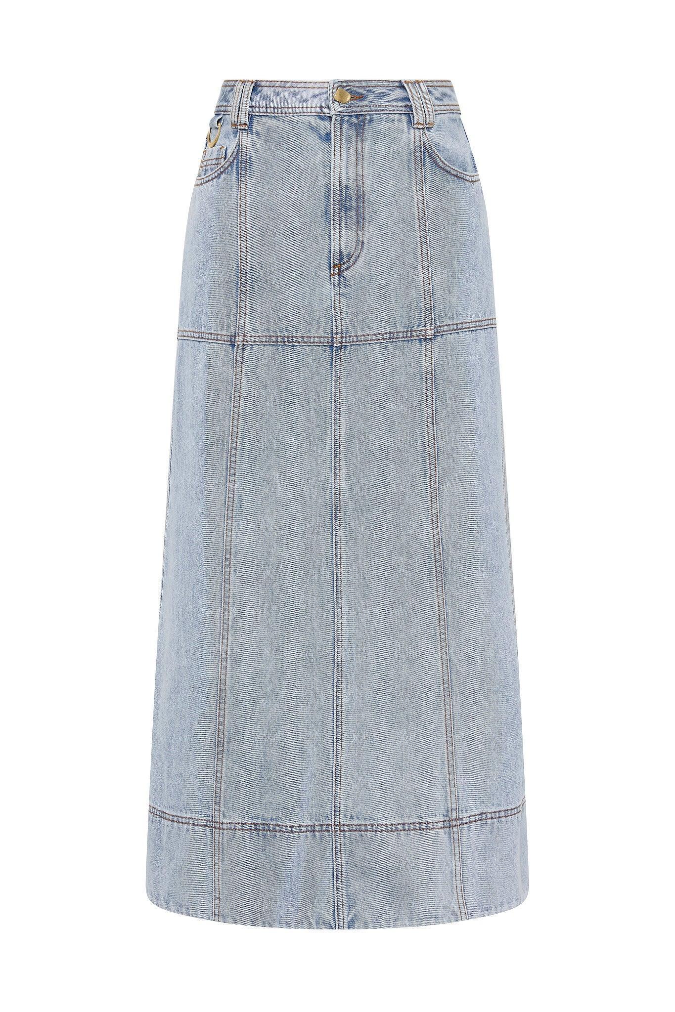 Aura Denim Midi Skirt Product Image