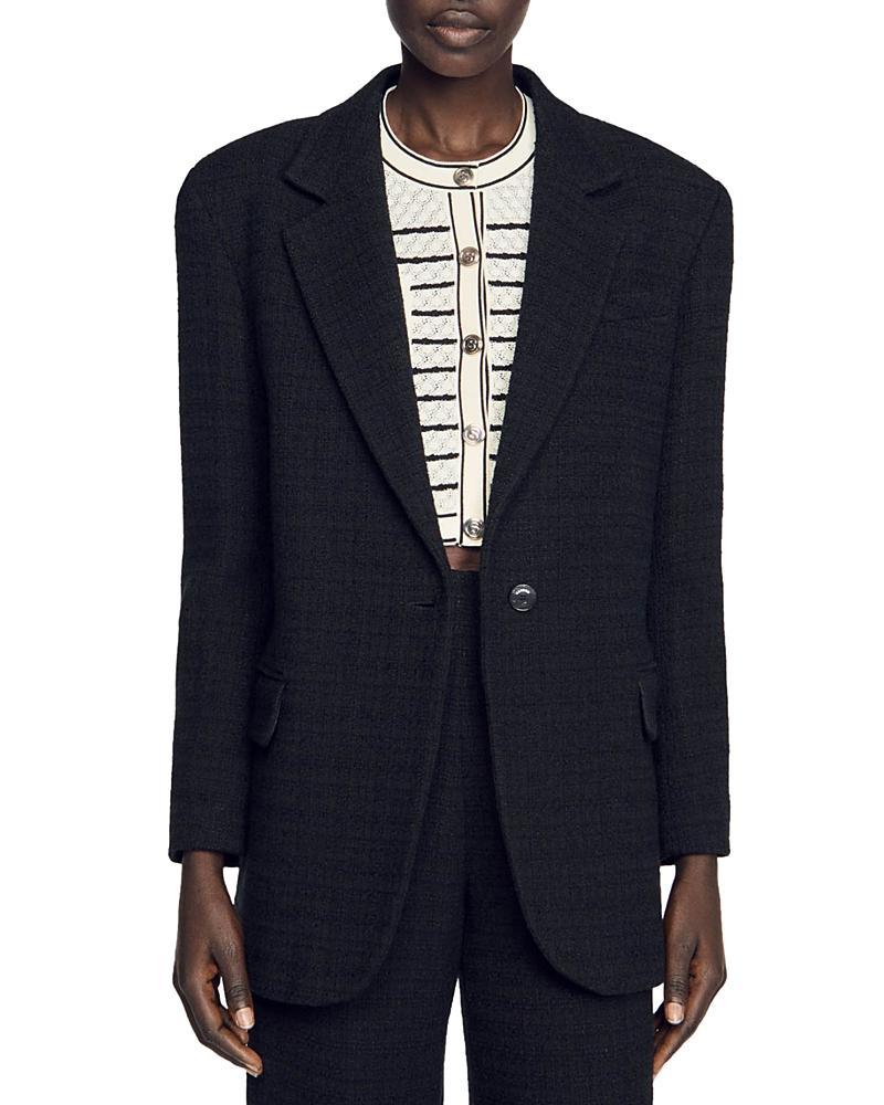 Sandro One Button Tweed Blazer Product Image