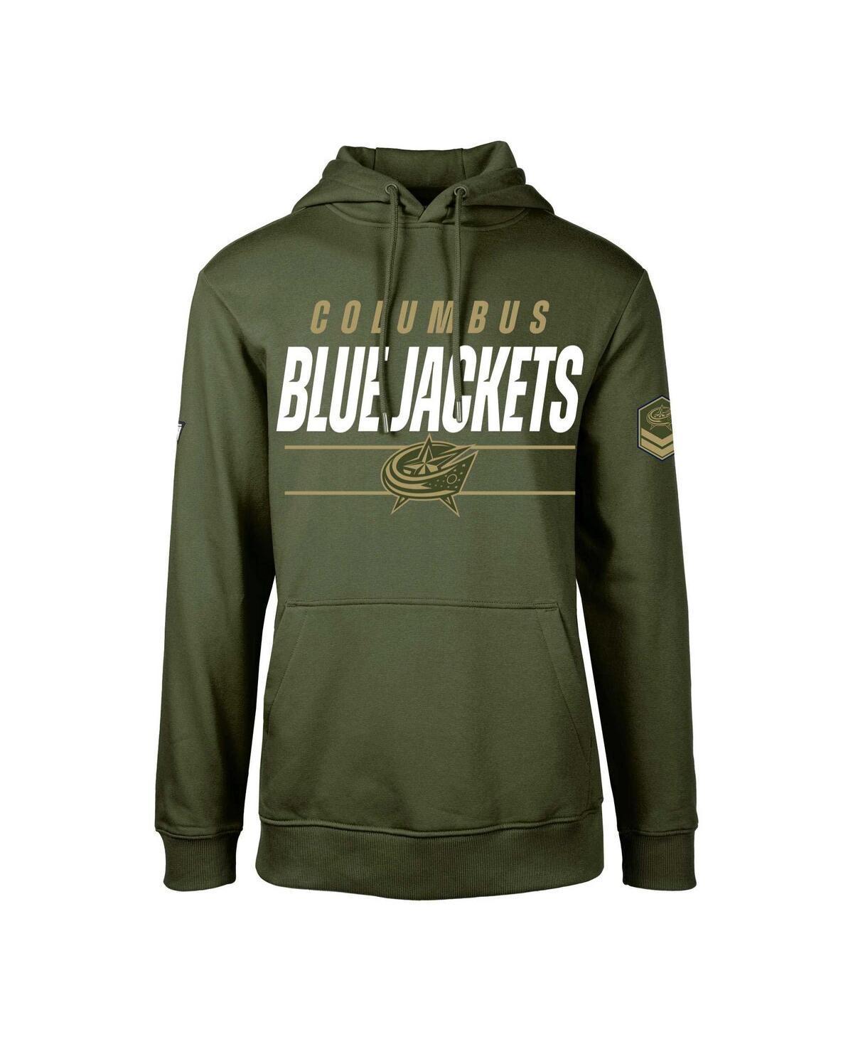 Mens LevelWear Olive Columbus Blue Jackets Podium Fleece Pullover Hoodie Product Image