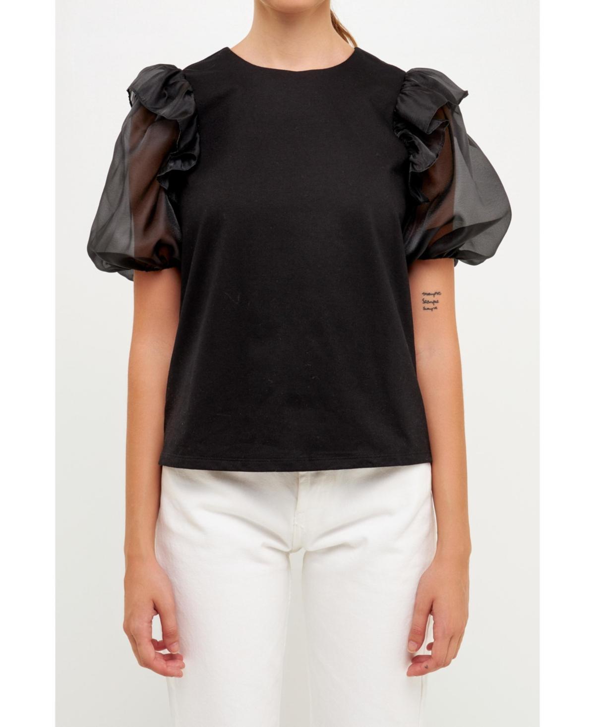 English Factory Womens Organza Sleeve Blouse Top Product Image