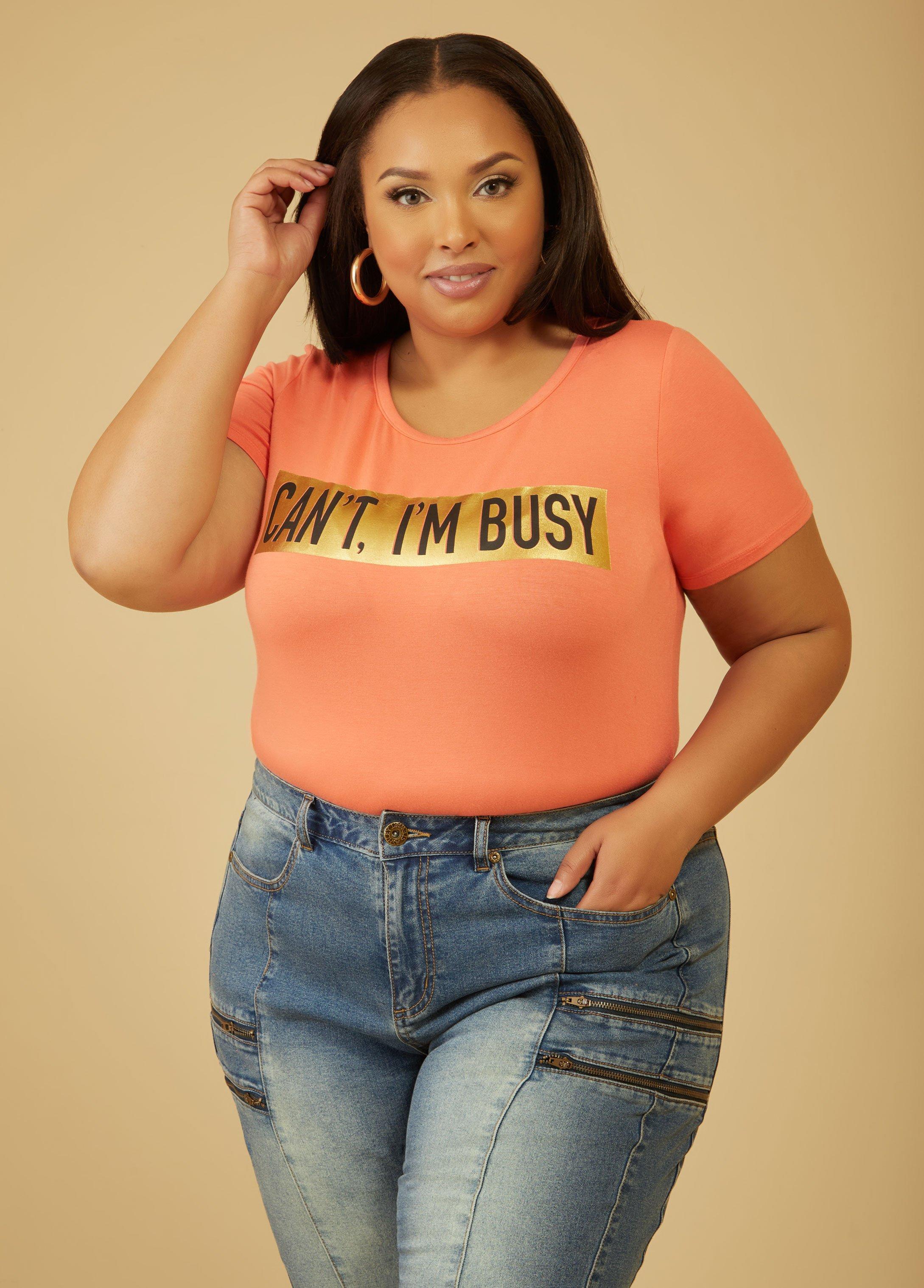 Plus Size Busy Graphic Tee, - Ashley Stewart Product Image