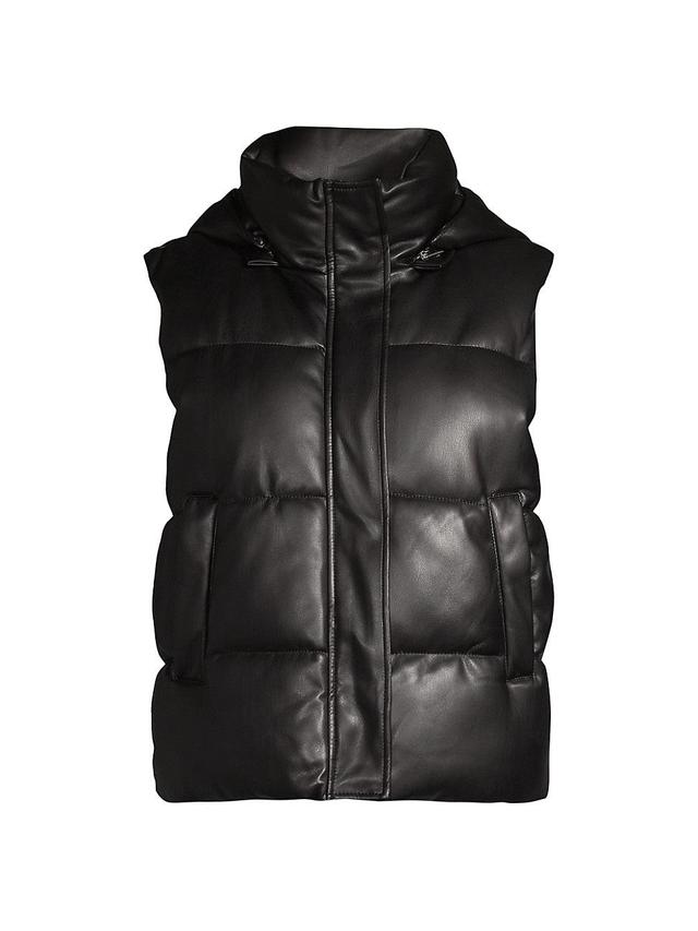 Womens Rocky Faux Leather Hooded Vest Product Image