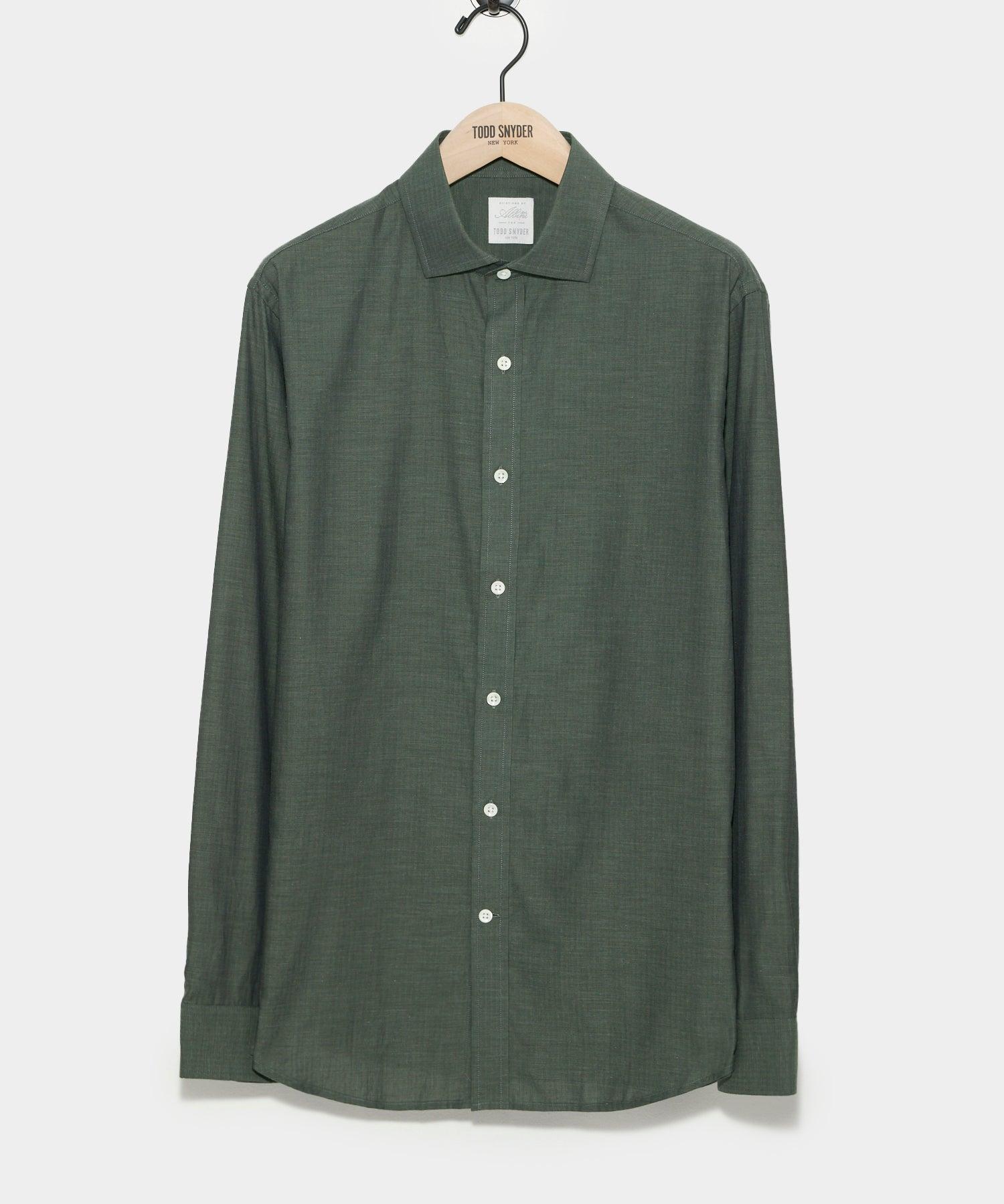 Flannel Spread Collar Dress Shirt Product Image