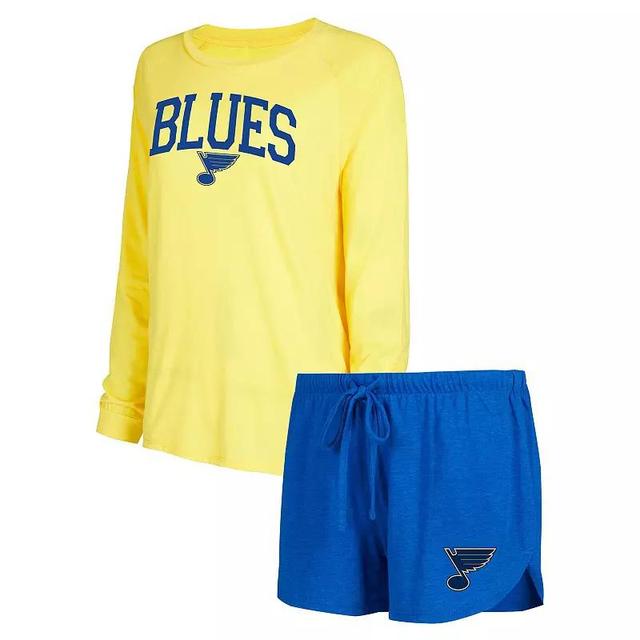 Womens Concepts Sport /Gold St. Louis s Meter Knit Long Sleeve Raglan Top & Shorts Sleep Set Product Image