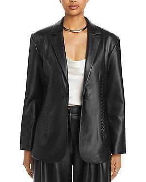 French Connection Crolenda Faux Leather Crop Blazer Product Image