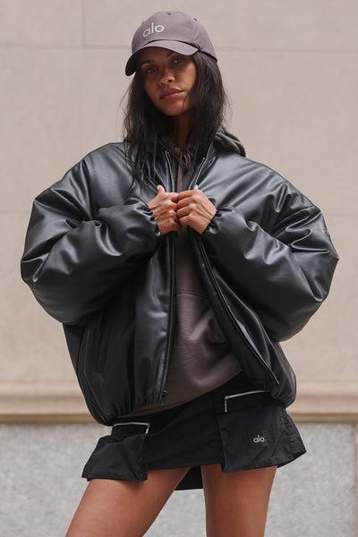 Faux Leather Premier Bomber - Black Product Image