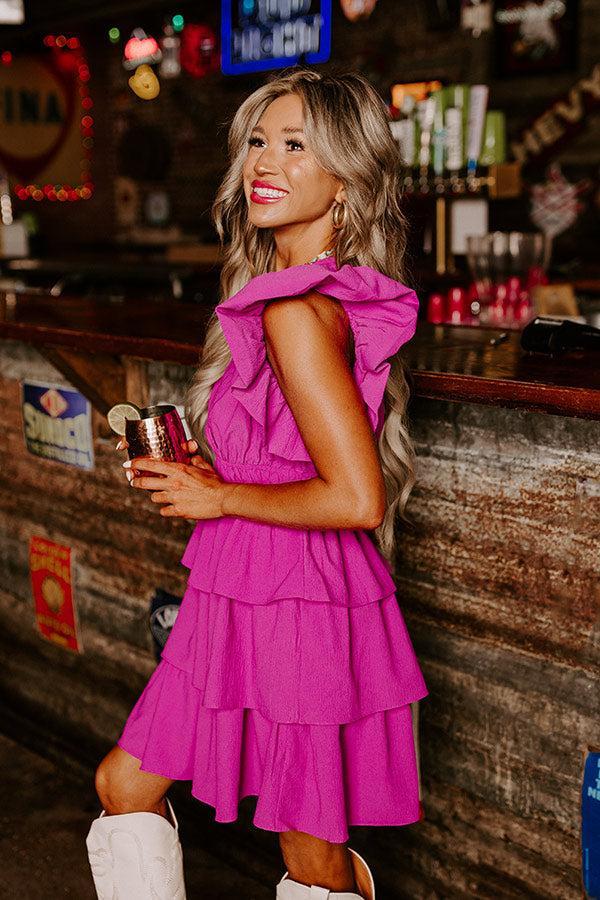 Flirty Allure Ruffle Dress in Purple Product Image