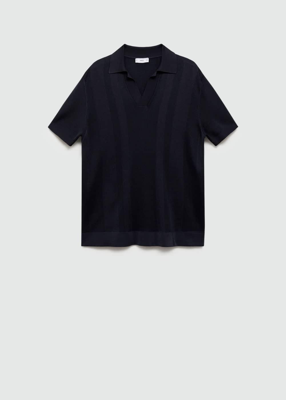 Mango Mens Ribbed Knit Polo Shirt Product Image