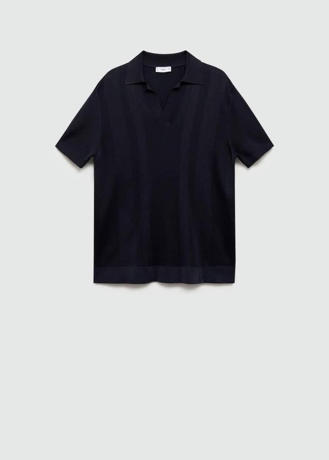 MANGO MAN - Ribbed knit polo shirt dark navyMen Product Image