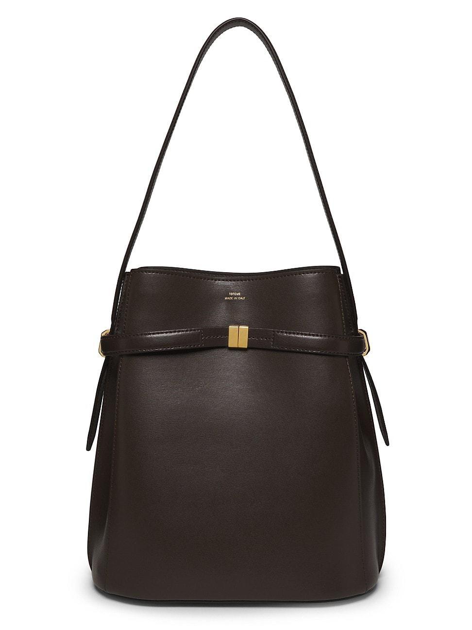 Womens Belted Leather Bucket Bag Product Image