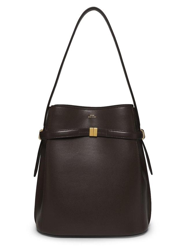 Womens Belted Leather Bucket Bag Product Image