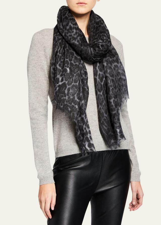 Womens Leopard Cashmere Scarf Product Image