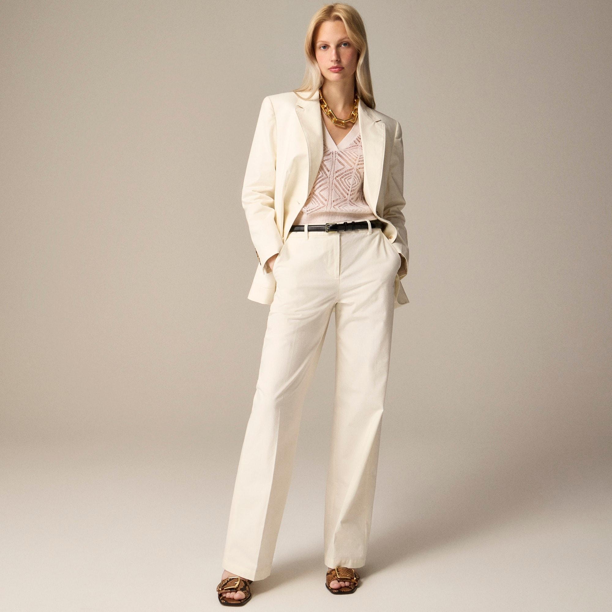 Full-length wide-leg trouser in cotton blend product image