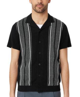 Frank And Oak Mens Slim-Fit Stripe Milano Sweater-Knit Button-Down Camp Shirt Product Image