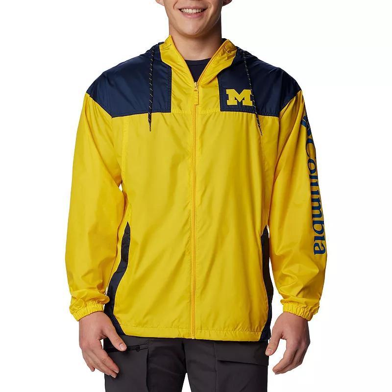 Mens Columbia Maize Michigan Wolverines Flash Challenger Omni-Shade Full-Zip Windbreaker Hoodie Jacket Product Image