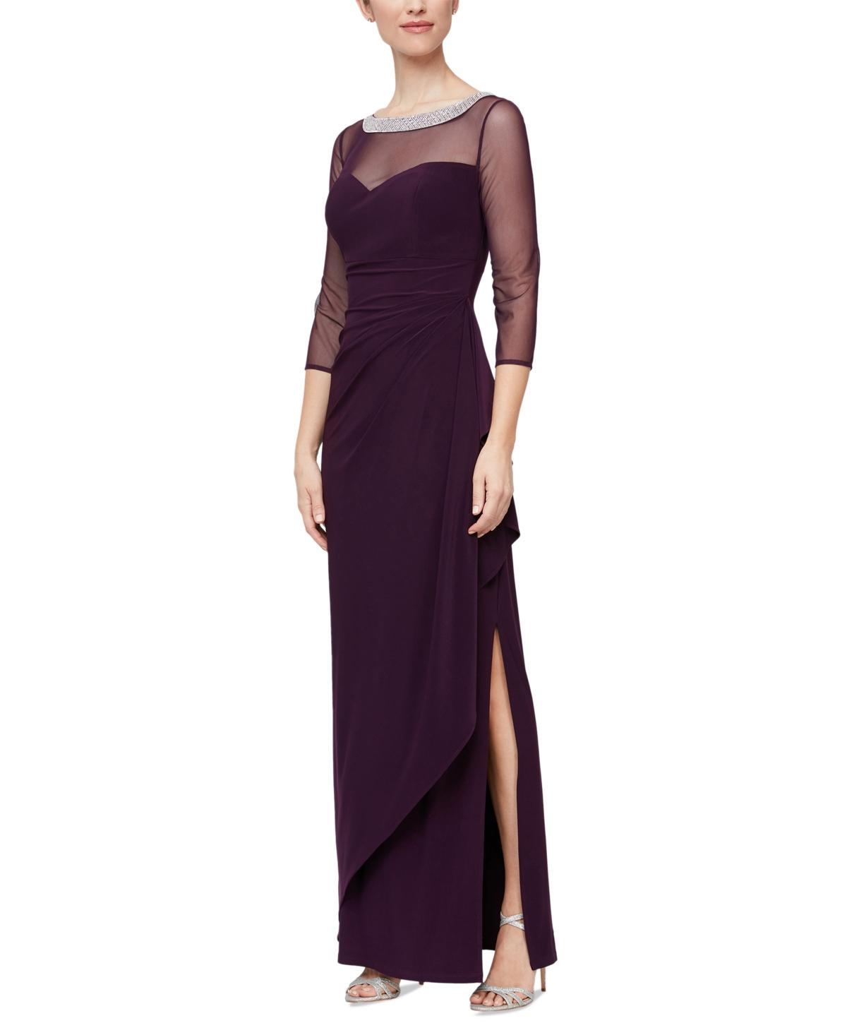 Alex Evenings Illusion Embellished Detail Jersey Gown Product Image