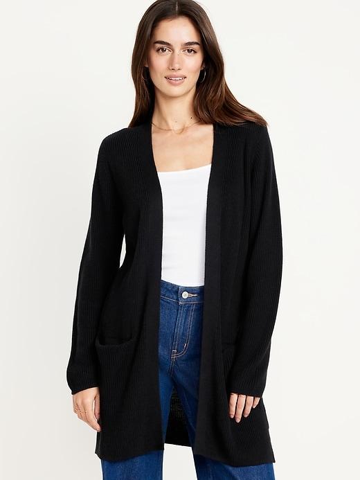 Open-Front Longline Cardigan Sweater Product Image