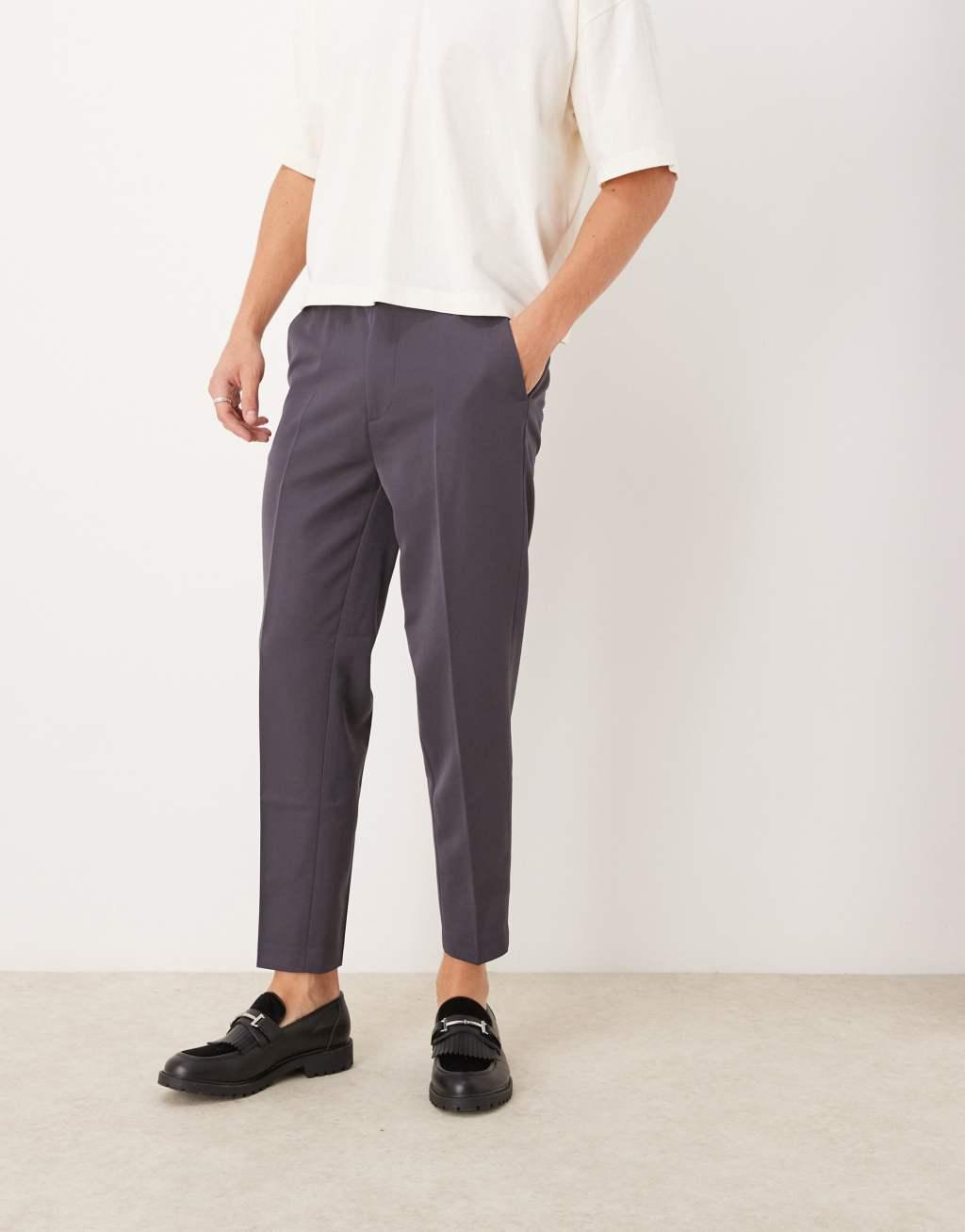 ASOS DESIGN dressy tapered fit pants in charcoal Product Image