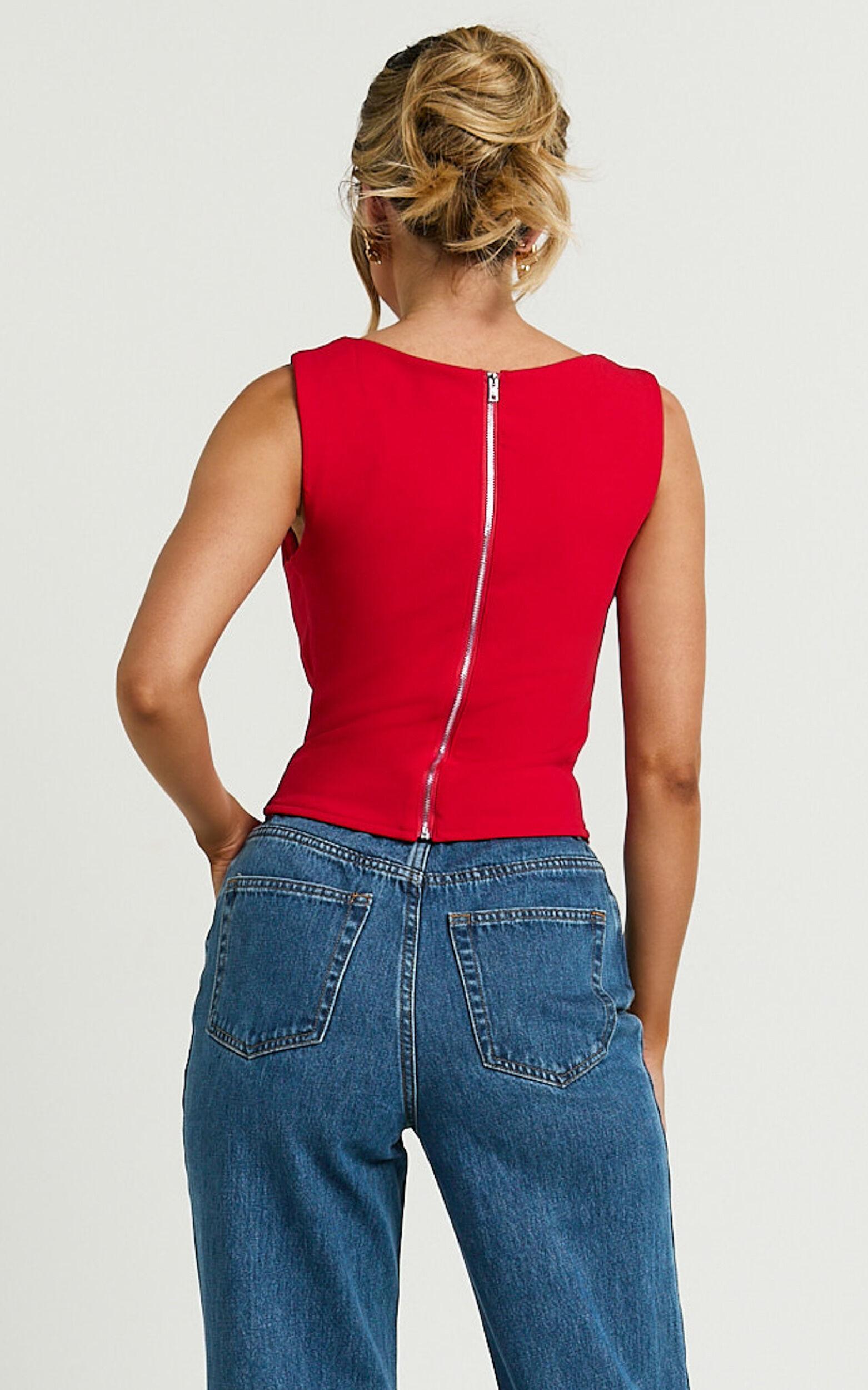 Donna Top - Cowl Neck Corset Top in Red Product Image