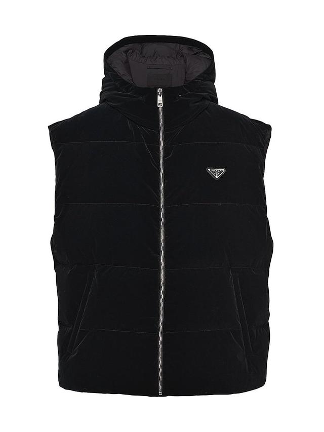 Mens Hooded Technical Fabric Down Vest Product Image