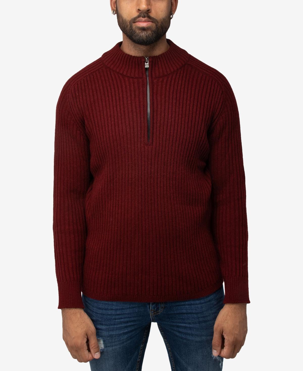 X Ray Mens Ribbed Quarter Zip Sweater - Burgundy Product Image