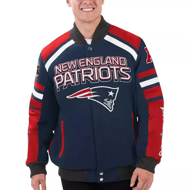 Mens G-III Sports by Carl Banks New England Patriots Power Forward Racing Full-Snap Jacket Blue Product Image