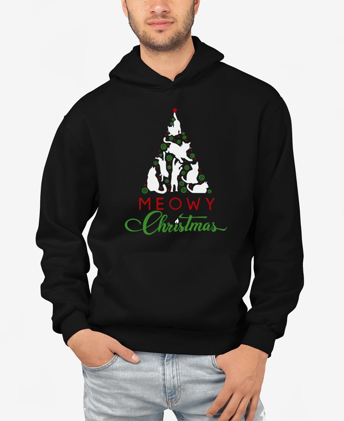 La Pop Art Mens Meowy Christmas Tree Word Art Hooded Sweatshirt Product Image